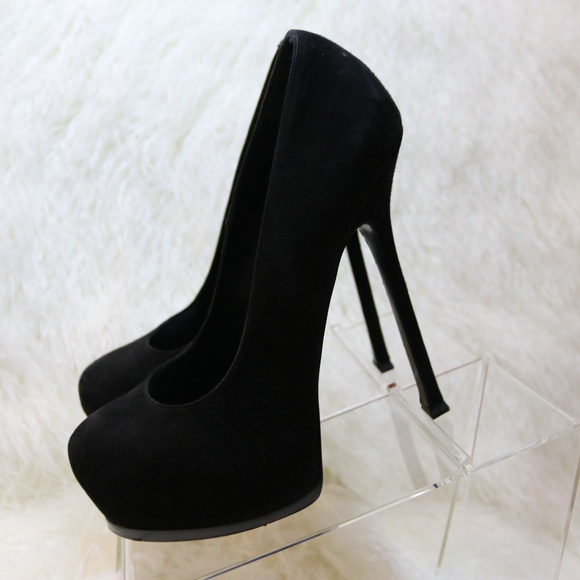 YSL Tribtoo 105 Black Suede Platform Pumps (9.5B) - Picture 6 of 8